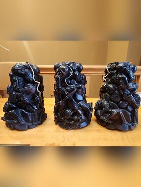 Black Sculpted Naughty Skeletons  Candle Trio